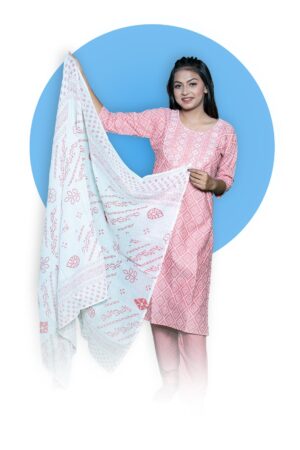 Peach Bandhani Print Kurta Set
