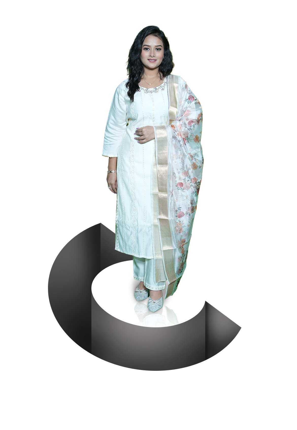 white hand work Kurta Set
