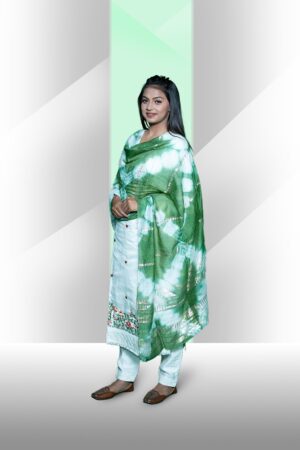 white-green thread work kurta Set