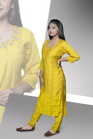 Yellow sequance work kurta Set
