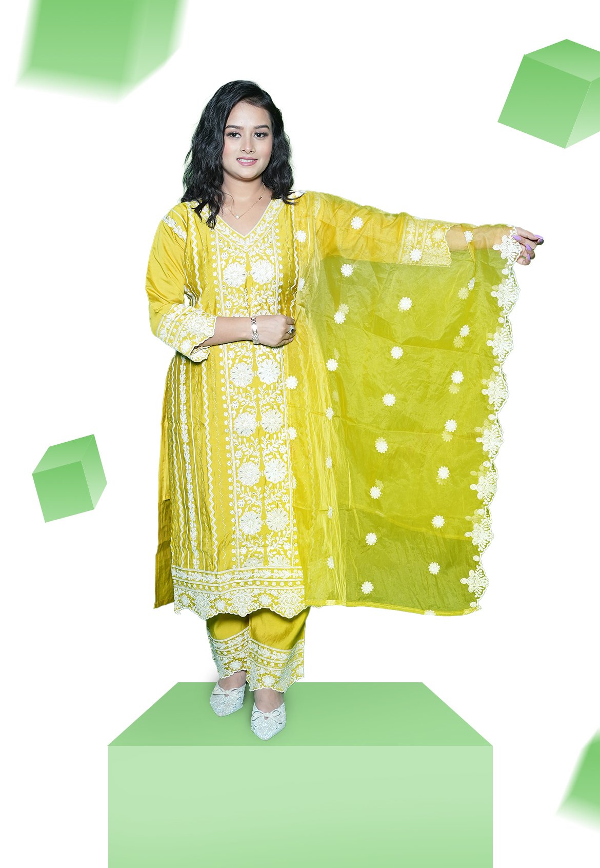 Grey Thread Work Kurta Set - Image 3