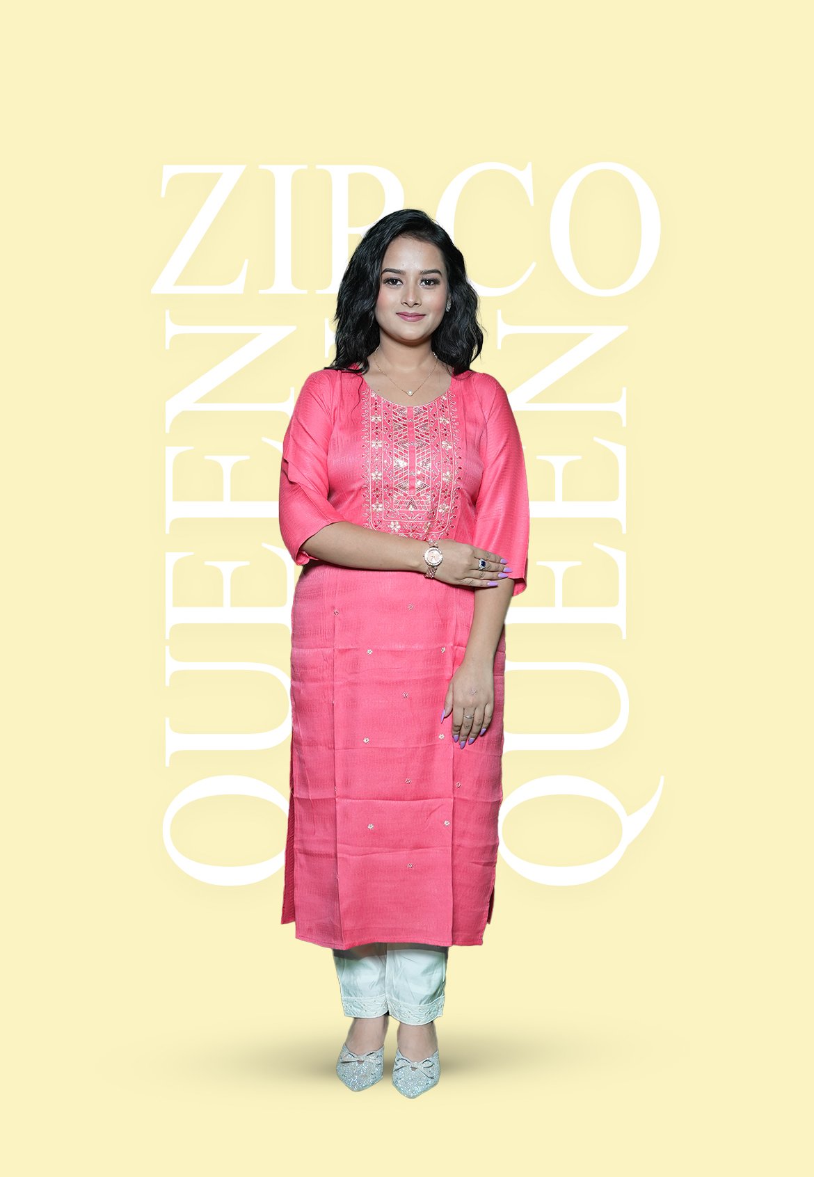 Pink Embroidered KURTI - Image 2