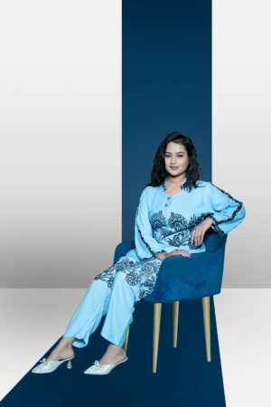 skyblue hand Work Co-ord Set