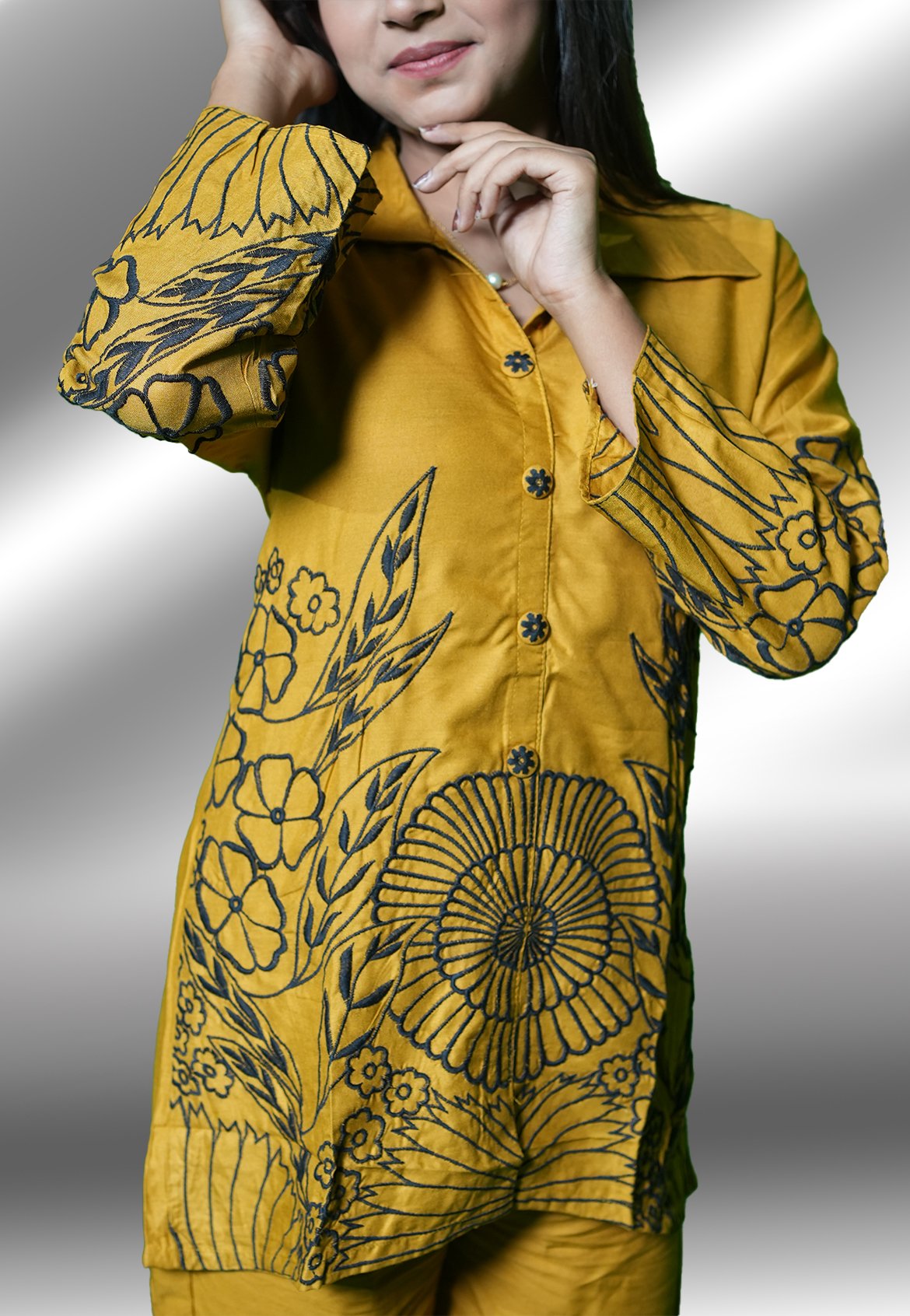 Mustard hand Work Co-ord Set - Image 2