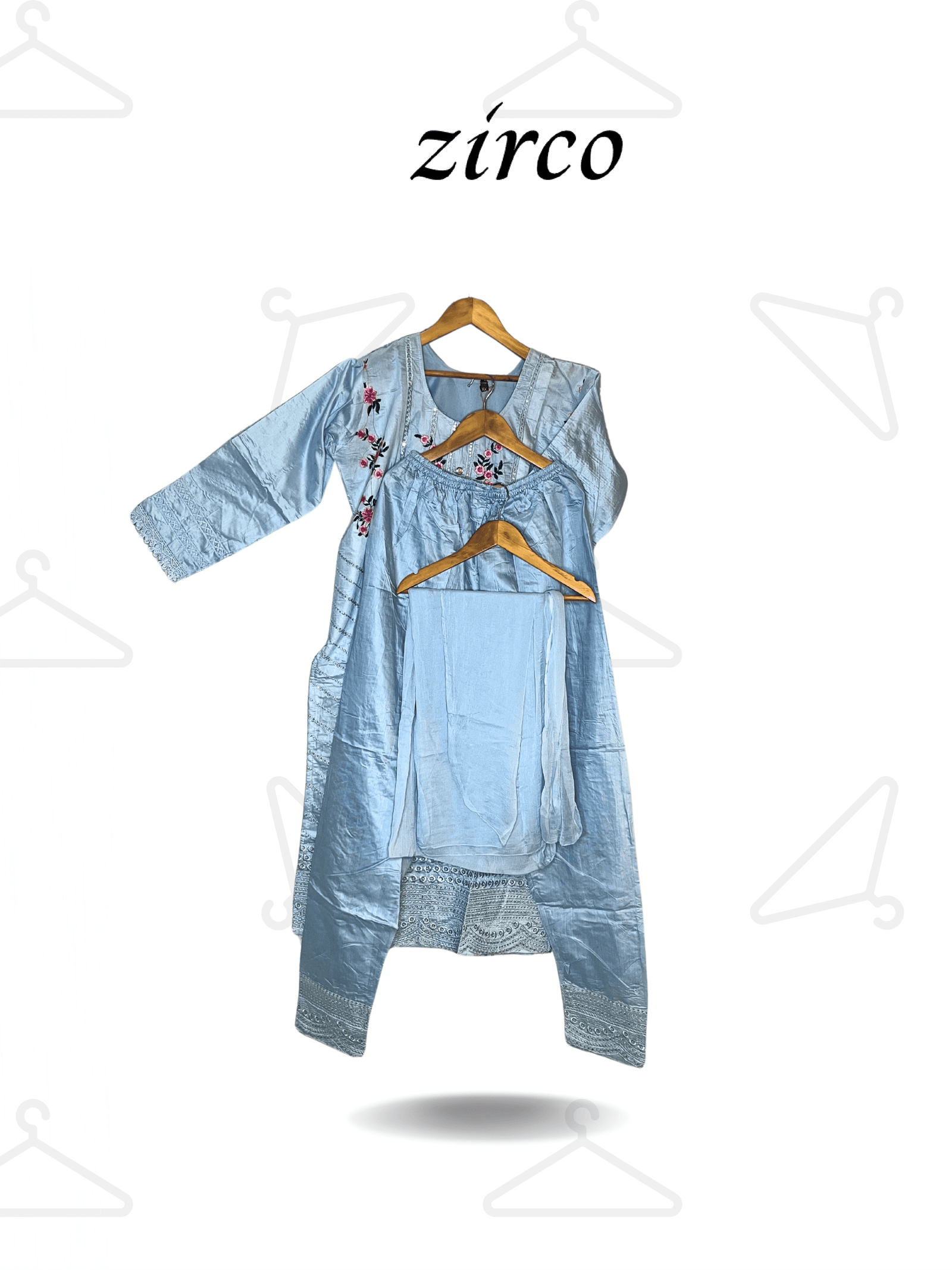FLORAL EMBROIDERED 3-PIECE KURTA SET